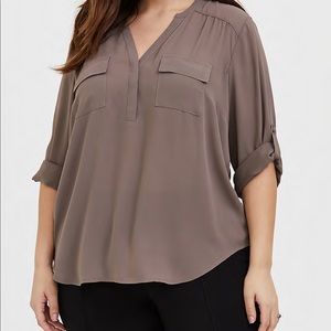 Torrid Dark Taupe Chiffon Blouse